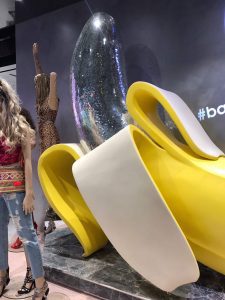 missguided disco ball banana mermaid tail mannequin fashion instore display bluewater bespoke prop manufacturer visual merchandising retail design