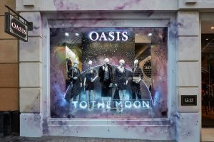 Oasis - Hello Flamingo, Moons, Neon, London, visual merchandising, window display