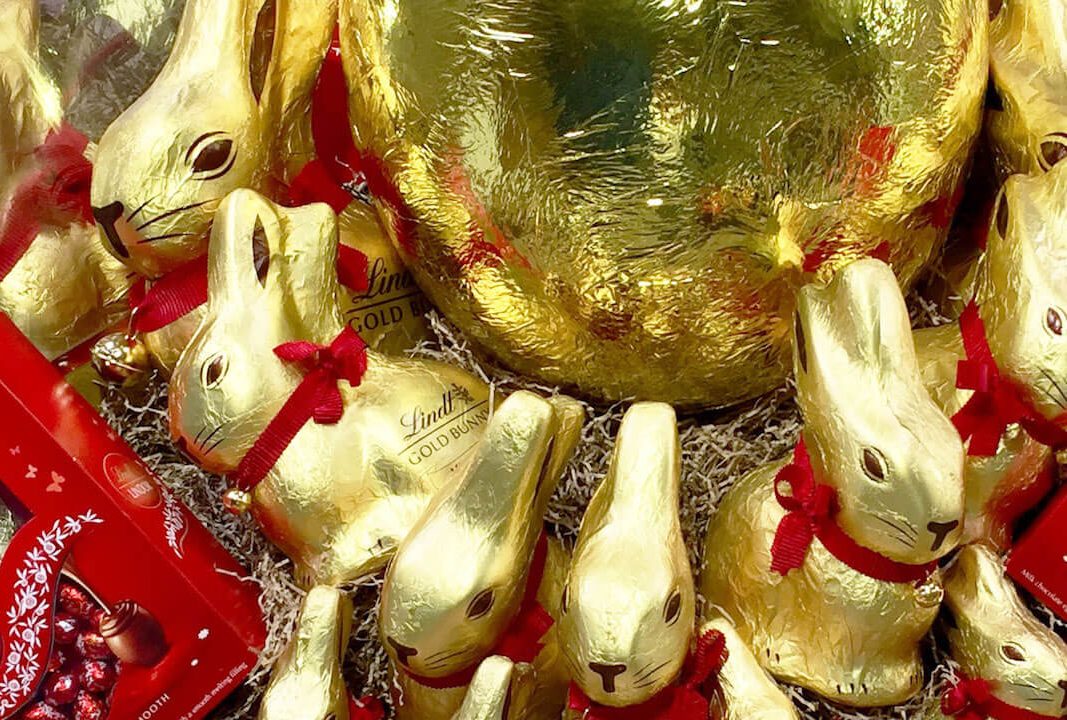 Lindt easter new launch chocolate bunnies bespoke prop giant nest giant easter egg basket carrots styling artificial flowers prop manufacture visual merchandising production